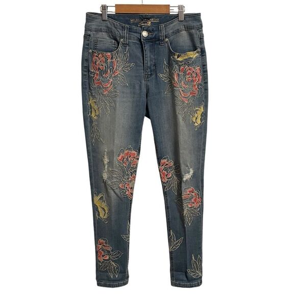 Melissa McCarthy Embroidered Skinny Slimming Silhouette Jeans Size 6 - Picture 1 of 8